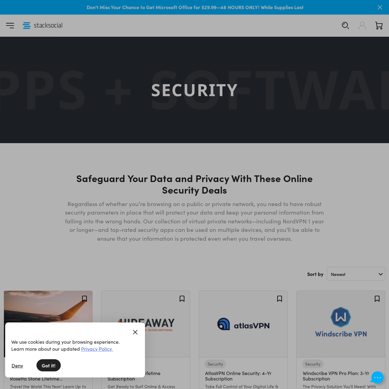 Screenshot of StackSocial Security website