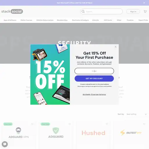 Screenshot of StackSocial Security website