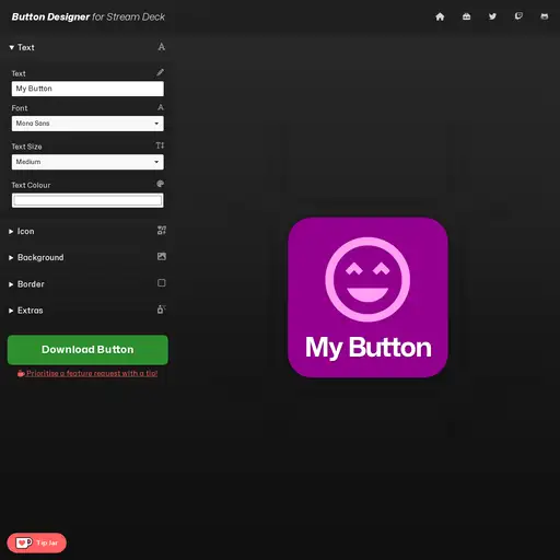 Screenshot of Stream Deck Button Designer website