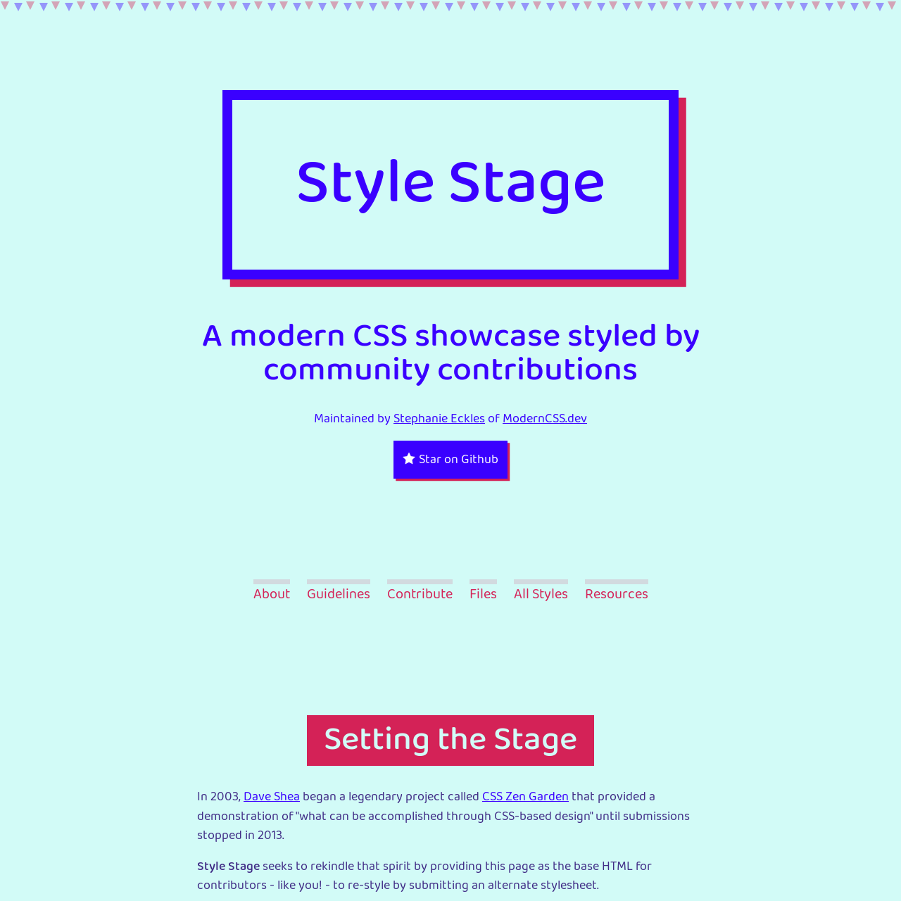 Screenshot of Style Stage website