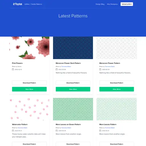 Screenshot of Subtle Patterns website