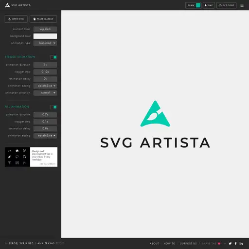 Screenshot of SVG Artista website