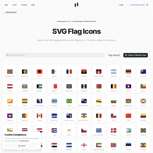 Screenshot of SVG Flag Icons website