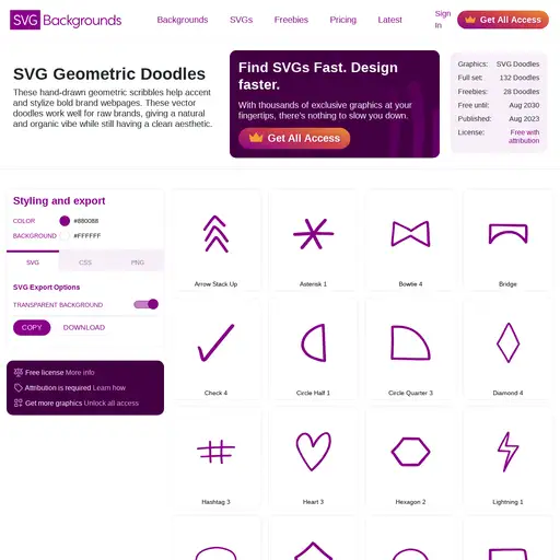 Screenshot of SVG Geometric Doodles website