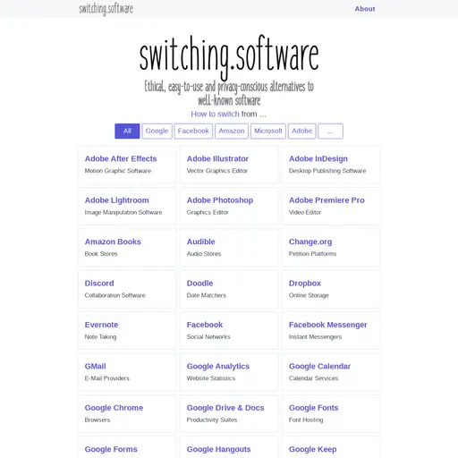 Screenshot of Switching Software website