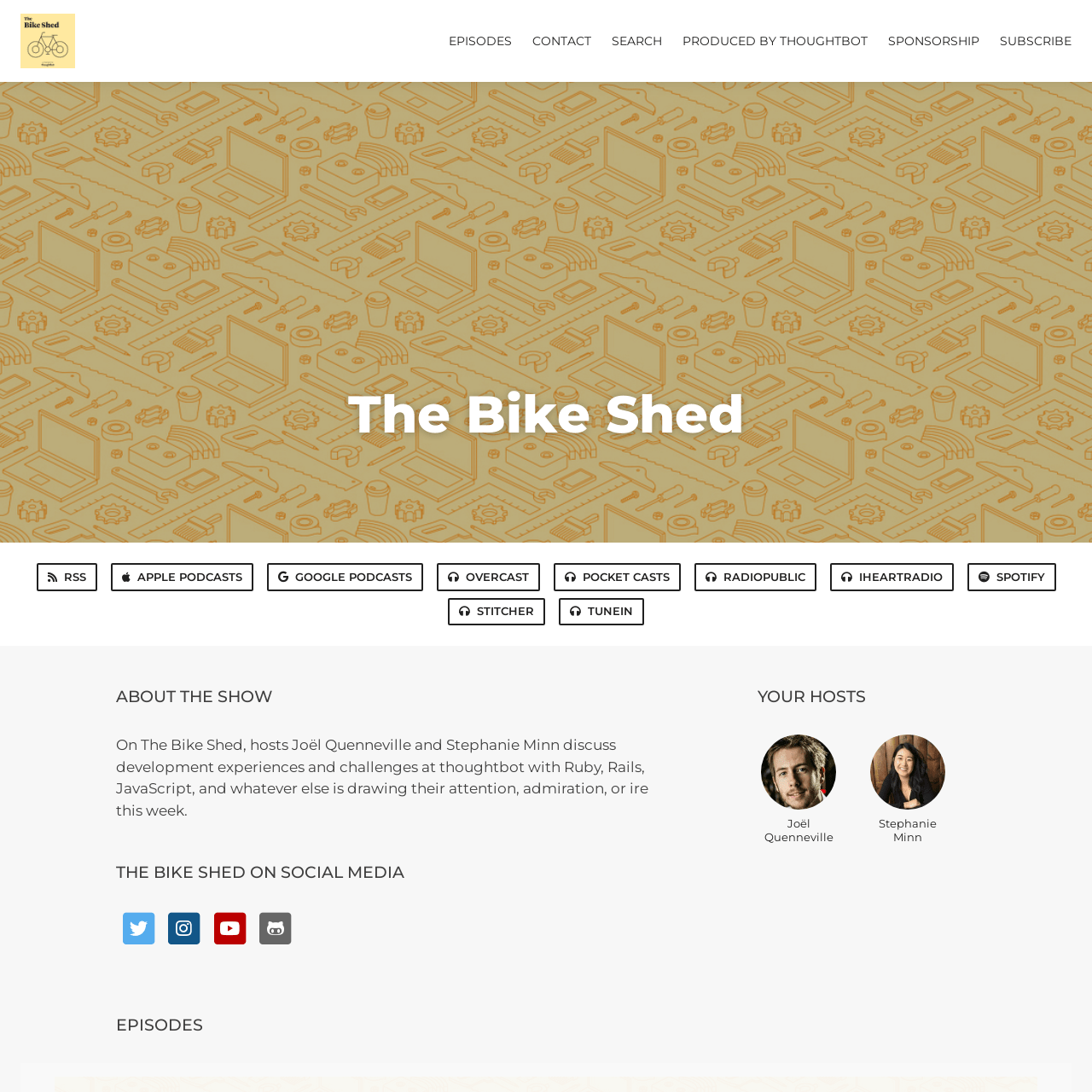 Screenshot of The Bike Shed Podcast website