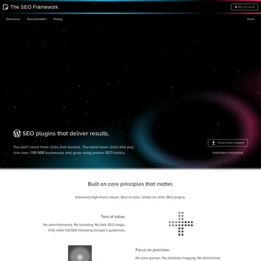 Screenshot of The SEO Framework website