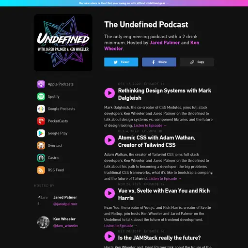 Screenshot of The Undefined Podcast website