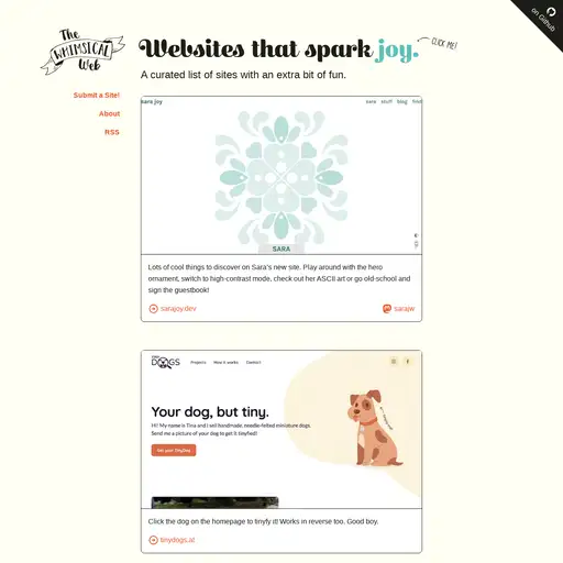 Screenshot of The Whimsical Web website