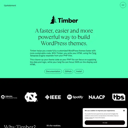 Screenshot of Timber for WordPress website