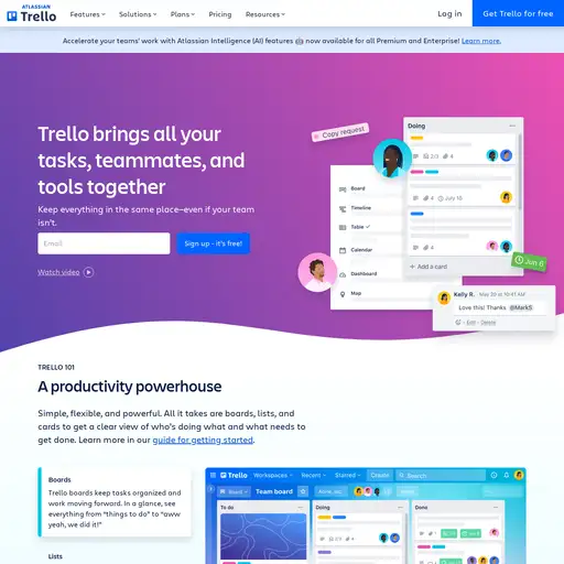 Screenshot of Trello website