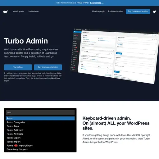 Screenshot of Turbo Admin website