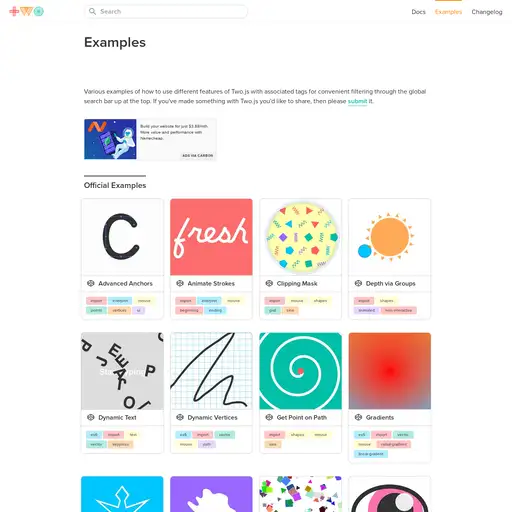 Screenshot of Two.js website
