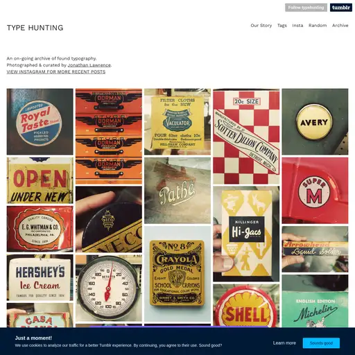 Screenshot of Type Hunting website