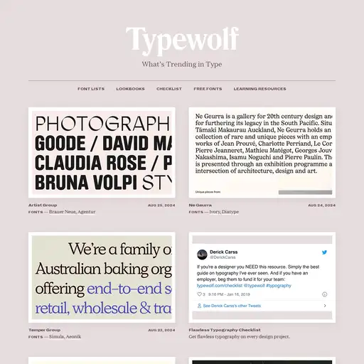 Screenshot of Typewolf website