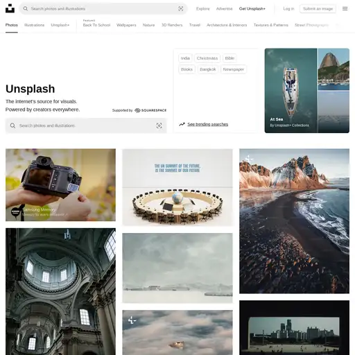 Screenshot of Unsplash website