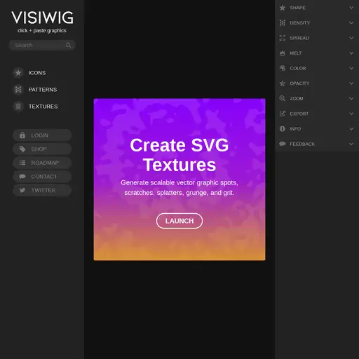 Screenshot of Visiwig SVG Texture Generator website