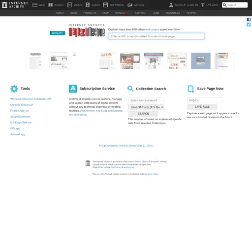 Screenshot of Wayback Machine Archive website