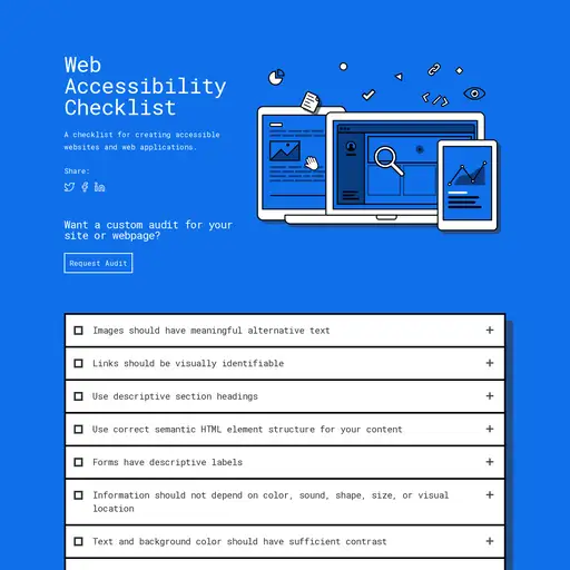 Screenshot of Web Accessibility Checklist website