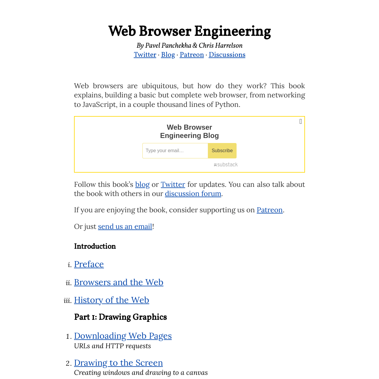Screenshot of Web Browser Engineering website