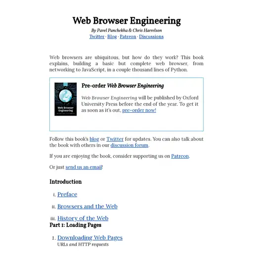 Screenshot of Web Browser Engineering website