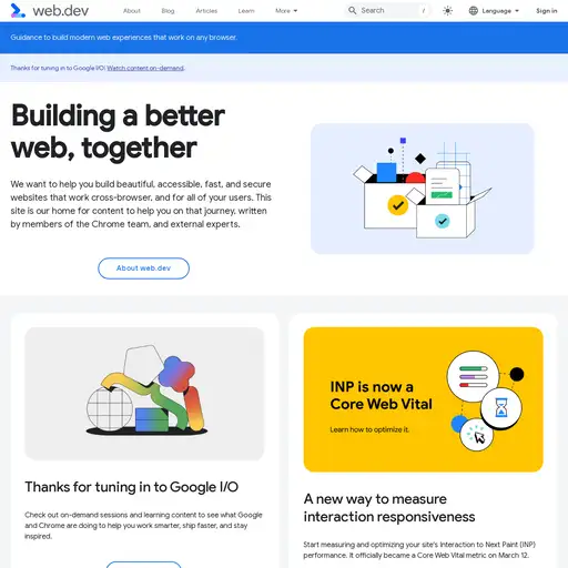 Screenshot of web.dev website