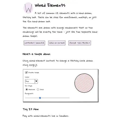 Screenshot of Wired Elements website