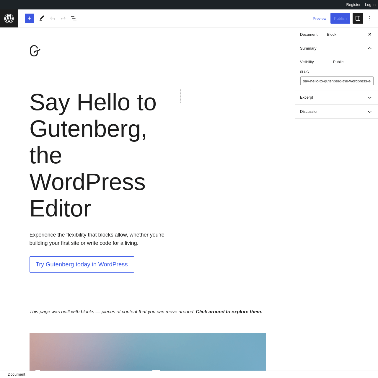 Screenshot of WordPress Gutenberg Demo website