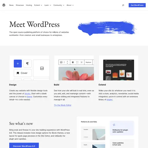 Screenshot of WordPress website