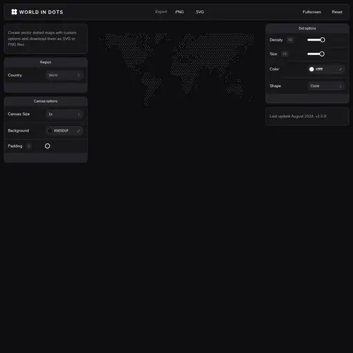 Screenshot of World in Dots website